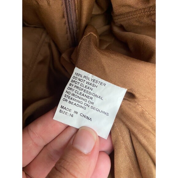 Rina Di Montella Sz 16 Brown Beaded Sequin Ballgown Steampunk Whimsigoth Dress - Picture 4 of 15